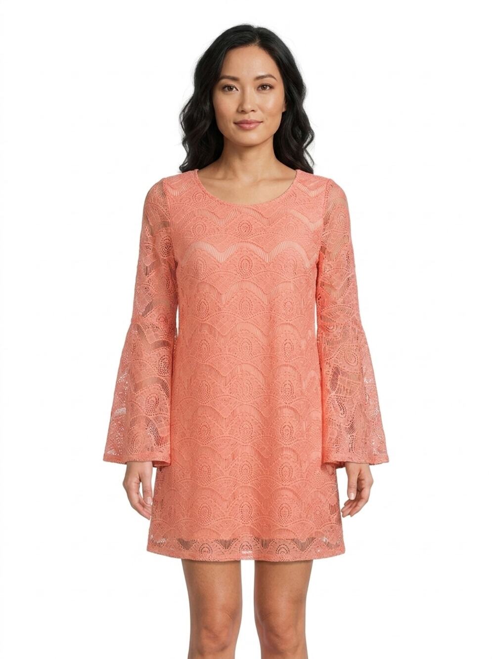 Judith March Made in USA Scoop Neck Mini Lace Lined Dress Women Size M